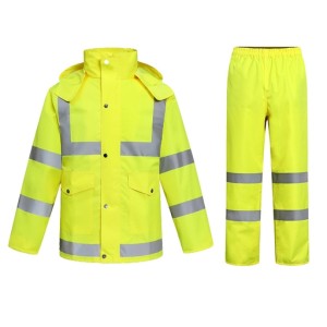 Windproof Heavy Rain Reflective Raincoat Black Model M17007B S